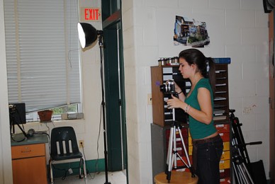 Tori Northrup takes picture during Photo Club