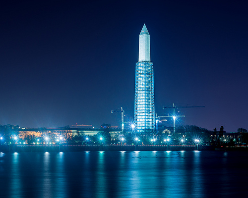The Washington Monument has been underconstruction for the last two and a half years following an earth quake in 2011. 