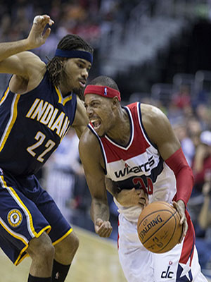 Paul Pierce goes to the basket against the Indiana Pacers earlier this season.