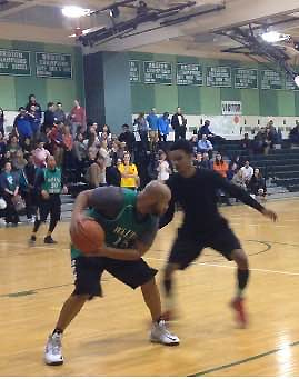 Student Paul Green challenges Physical Education and Health teacher, MVP Jason Campbell.
