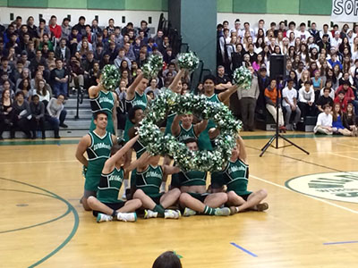 The ever-popular WJ Male Poms squad performs as the assemblys finale. 