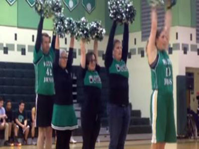 The WJ Toms can be seen performing at the Student vs. Staff Basketball game earlier this year.