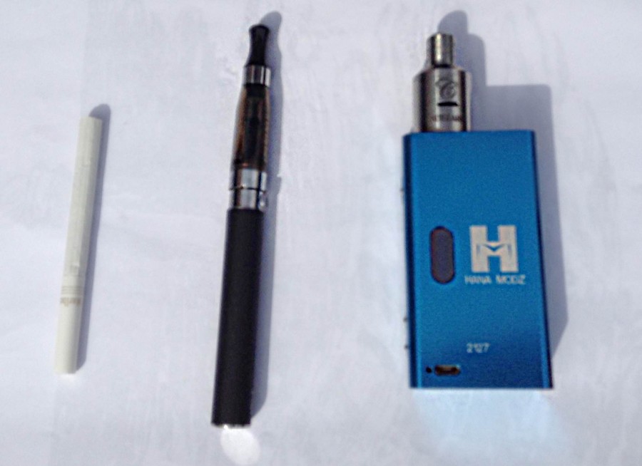  A single cigarette (left), is worth 40 cents. A basic vape pen (middle), is worth $8. A more expensive vaporizer (right), is priced over $200, but releases a much larger amount of smoke.