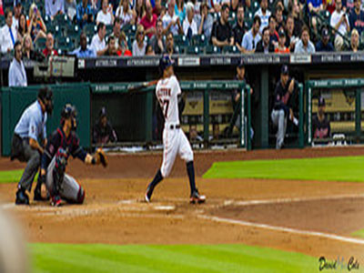 Houston Astros second baseman Jose Altuve swings at a pitch.