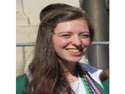 Ruth Shatkay poses at graduation, where she delivered a speech.