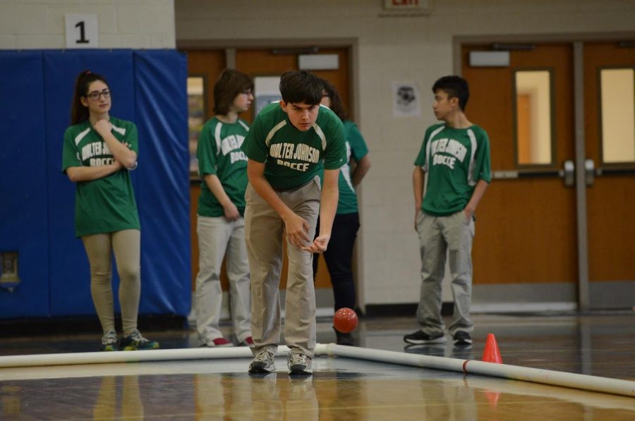 Junior Justin Zimmer pitches the bocce ball. Photo courtesy of Lifetouch.