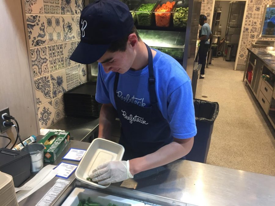 WJ senior Nirel Gershwind works at Beefsteak at Montgomery Mall most days after school. One can see many different WJ students working at the mall. 