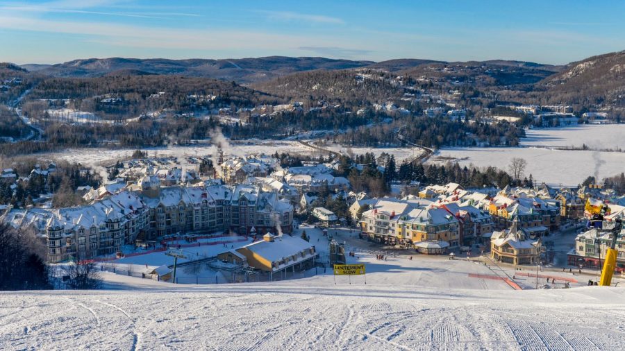 Mont Tremblant twinkles in the sunlight on a bright, winter day. WJ students traveled to the mountain-side town rto partake in three days of skiing and snowboarding among their peers. Photo courtesy of Wikimedia Commons. 