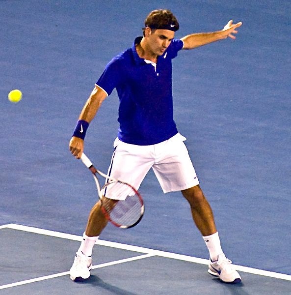 Federer hits a slice backhand in his finals run at the 2009 Australian Open, where he lost in the finals. Federer managed to turn things around this time, winning his 20th grand slam.