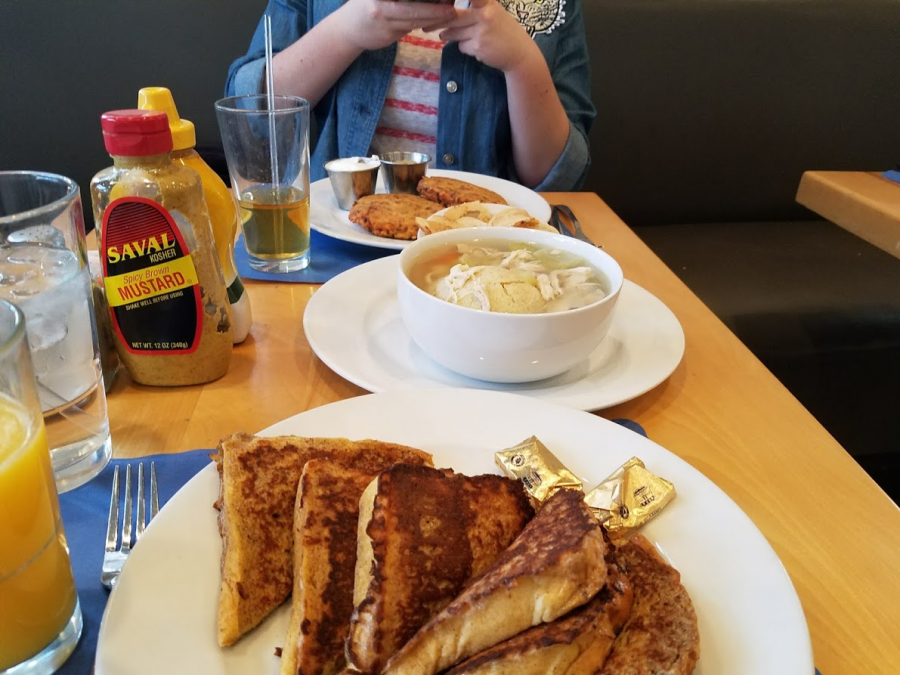 Pictured is the challah french toast and matzo ball soup. Photo by Hannah Markov and Jane Fleischman.  