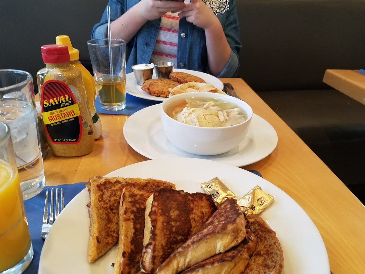 Pictured is the challah french toast and matzo ball soup. Photo by Hannah Markov and Jane Fleischman.