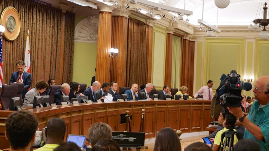 D.C council members vote on a bill. A similar process will happen for the voting age bill later this year. 
