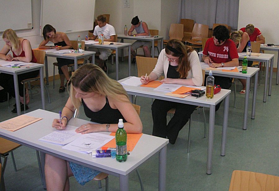 Students take part in a final exam at the University of Vienna. WJ students have worked tirelessly in recent years in order to hold exam sessions of their own to prep for college and demonstrate their topical know-how.