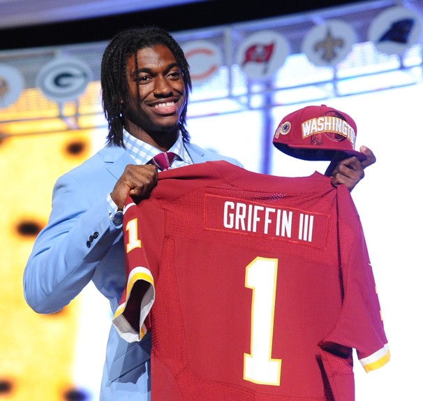 Former Redskins quarterback Robert Griffin III was one of the biggest prospects coming into the 2012 NFL draft. After leading the Redskins to the playoffs in his first year, he regressed in production as years went on. Courtesy of Pintrest.