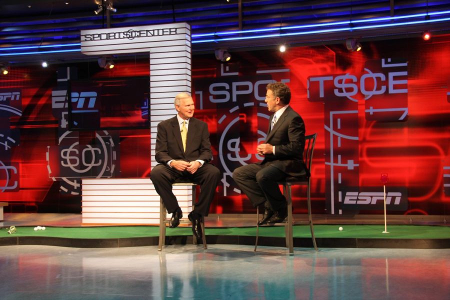 ESPN anchors debate current topics in sports. More and more people now have access to sports coverage via television and the internet.