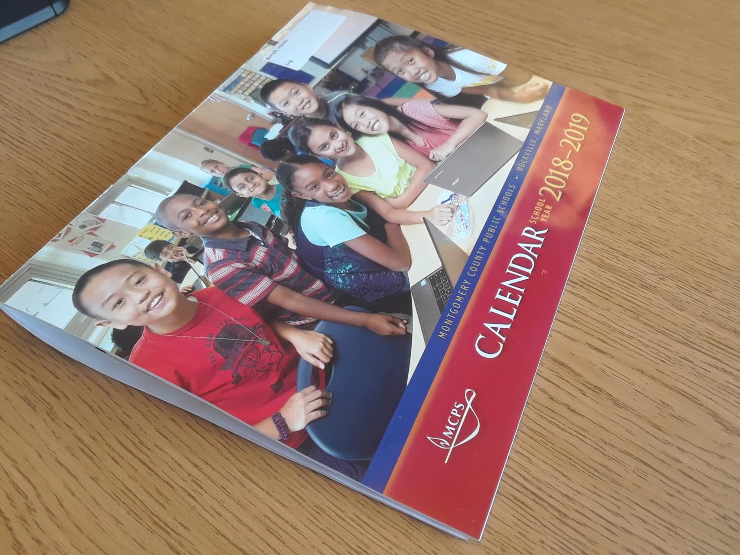 The 2018-2019 MCPS school calendar. Though students had a longer summer break, they got a shorter spring break as a result. Photo by Sam Koskie