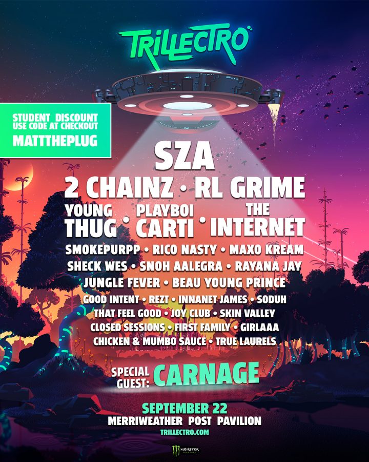 Trillectro%E2%80%99s+2018+lineup+features+big+names+such+as+SZA%2C+2+Chainz%2C+RL+Grime+and+more.+The+festival+will+take+place+at+Merriweather+Post+Pavilion+in+Columbia+on+Saturday+Sept.+22.+