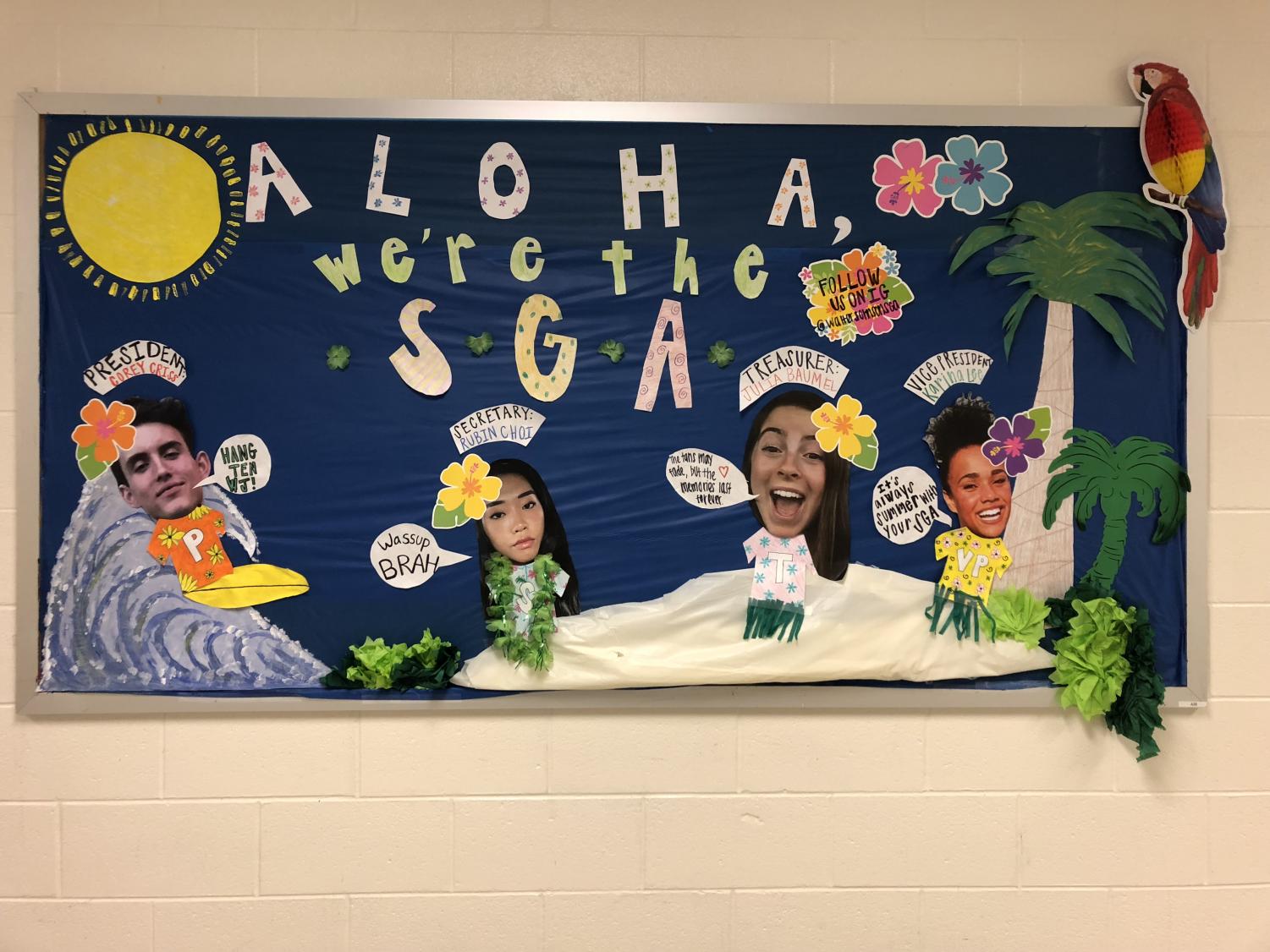 The new SGA keeps the tradition going by creatively decorating their bulletin board. This year's SGA is bringing new and improved wildcat spirit to the school.