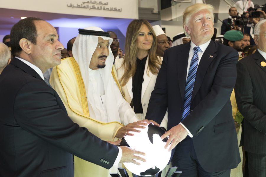 Egyptian President Abdel Fattah el-Sisi, King Salman of Saudi Arabia, Melania Trump, and Donald Trump at the 2017 riyadh summit. The United States has very close ties with Saudi Arabia. Photo courtesy of the White House