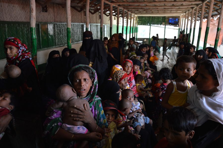 Rohingya refugees waiting for consultation by a clinic funded by the European Commission. Due to the fact that undocumented refugees have no access to healthcare, the European Commission has set up and funded various clinics throughout the region. 