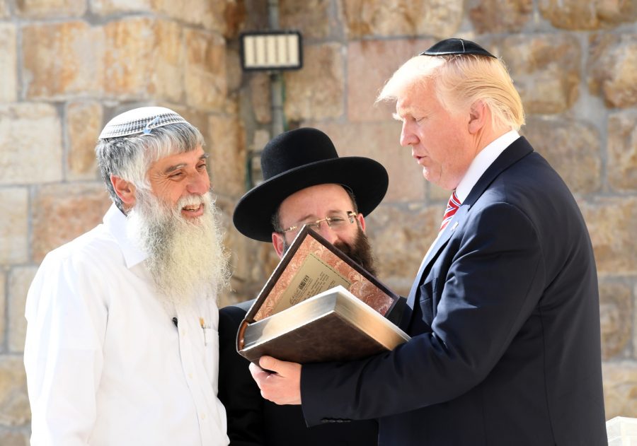 President Trump on his visit to Jerusalem in 2017. Many have accused the president of inspiring radical conservatives to carry out acts of terror.