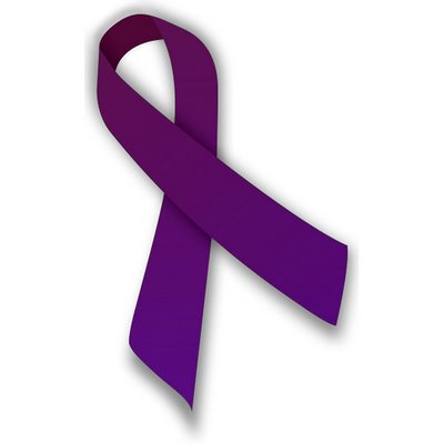 The purple ribbon represents domestic violence awareness. 