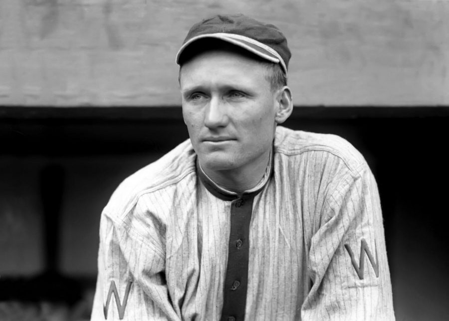 Walter Johnson looks onto the field during a game with the Washington Senators. After baseball, Johnson served on the Montgomery County Council and made a difference in the community. 