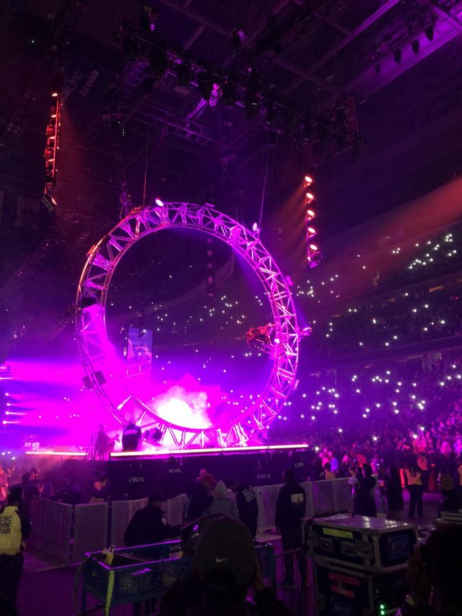 Travis Scott performs on his on-stage roller coaster for the sold out Capitol One Arena. Wish You Were here tour also had performances from other rappers Gunna, Sheck Wes and Trippie Redd.