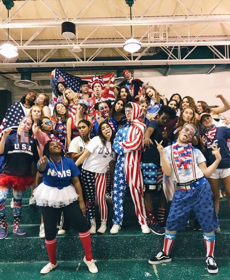 The Leadership Class of 2019 happily displays their school spirit on USA day.