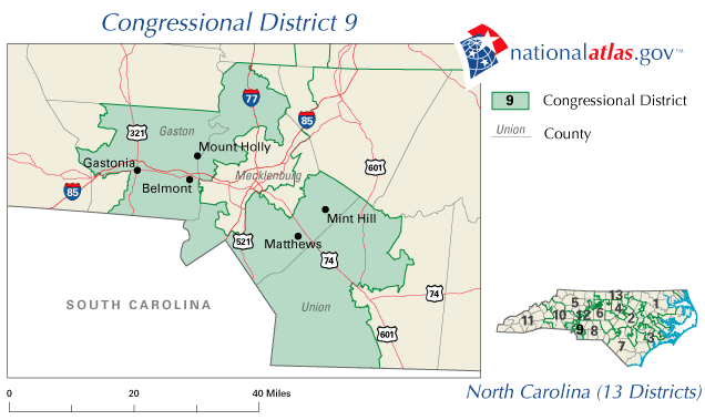 North Carolina’s first and eleventh congressional districts were ruled unconstitutional in 2011, when a U.S. circuit judge found them to be racially gerrymandered. The ninth district includes part of Charlotte and is also divided in a suspect manner. 
