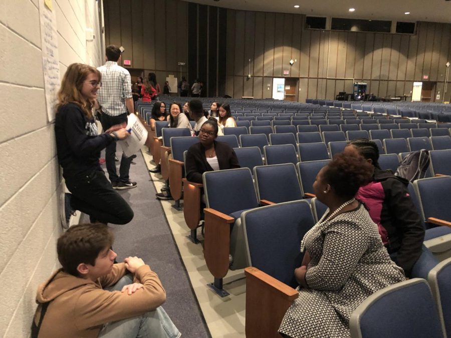 Students from across the county meet together in breakout groups to discuss what is important to them in the coming years for MCPS. A variety of topics were discussed such as Montgomery College classes, final exams and IB programs.