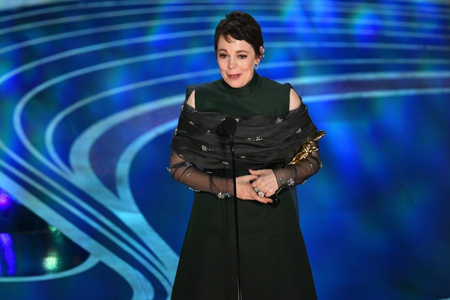 Olivia Colman accepting the Best Actress award for The Favourite onstage during the 91st Annual Academy Awards. Colman’s performance in the film has been lauded for how she portrayed Queen Anne in the historical period satire film. 