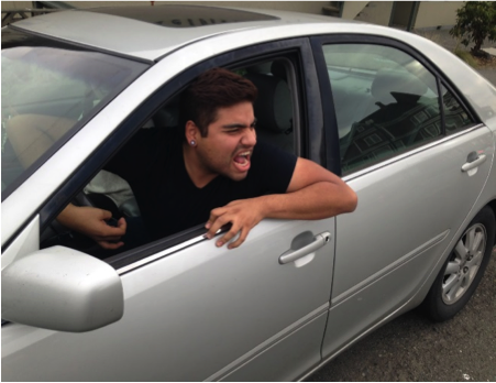 The parking lot is filled with students parking without a permit. Seniors show frustration as the student parking lot is overflowed. 