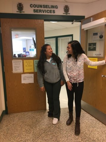 Seniors Ayana Gaskins and Krithi Sriram leave the counseling wing satisfied. Flash passes have been widely appreciated by students with mental health issues and/or acute stress. 