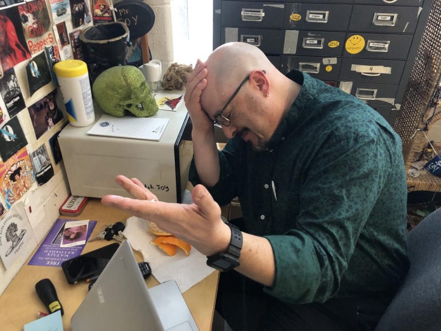 WJ teacher Mr. Joy shows his disappointment in other teachers amidst the Juul controversy. The epidemic started with student but has spread all over the school. Photo by Matt Garfinkel.