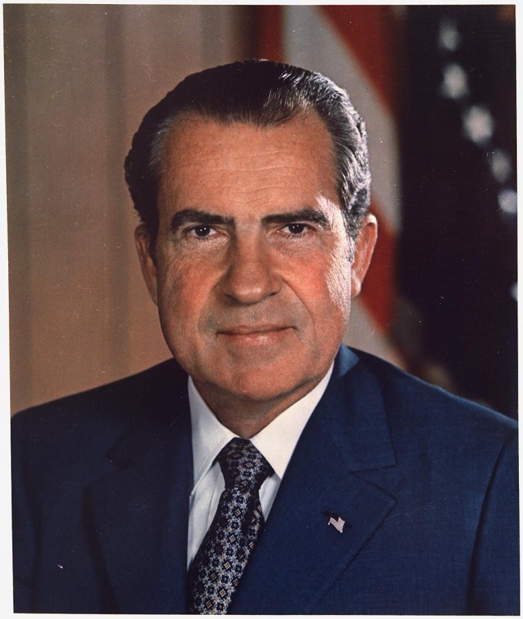 Richard+Nixon+smiles+wider+than+he+ever+has+before%2C+the+day+of+his+inauguration.+Nixon+resigned+as+President+of+the+United+States+in+disgrace%2C+and+it+is+believed+he+is+living+in+self-imposed+exile+in+New+Mexico.%0A