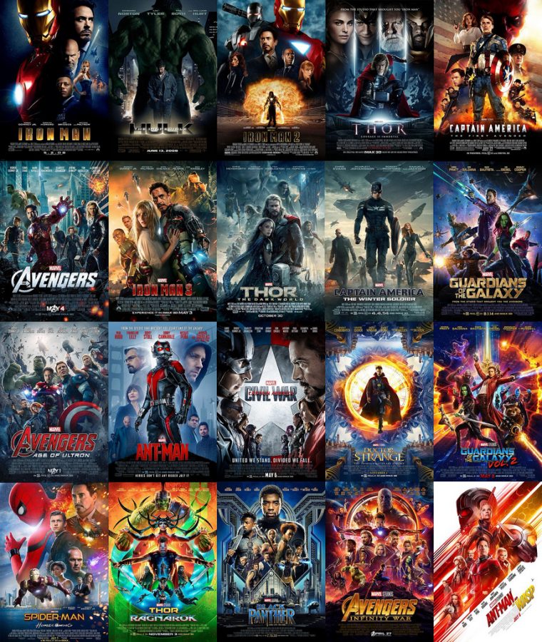 Every Marvel film, minus Captain Marvel and Avengers: Endgame, that has been released within the past decade is pictured. Numbering at 22 films and capping off at Endgame, the Marvel Cinematic Universe is the most lucrative film franchise of all time. Photo courtesy of Flickr.
