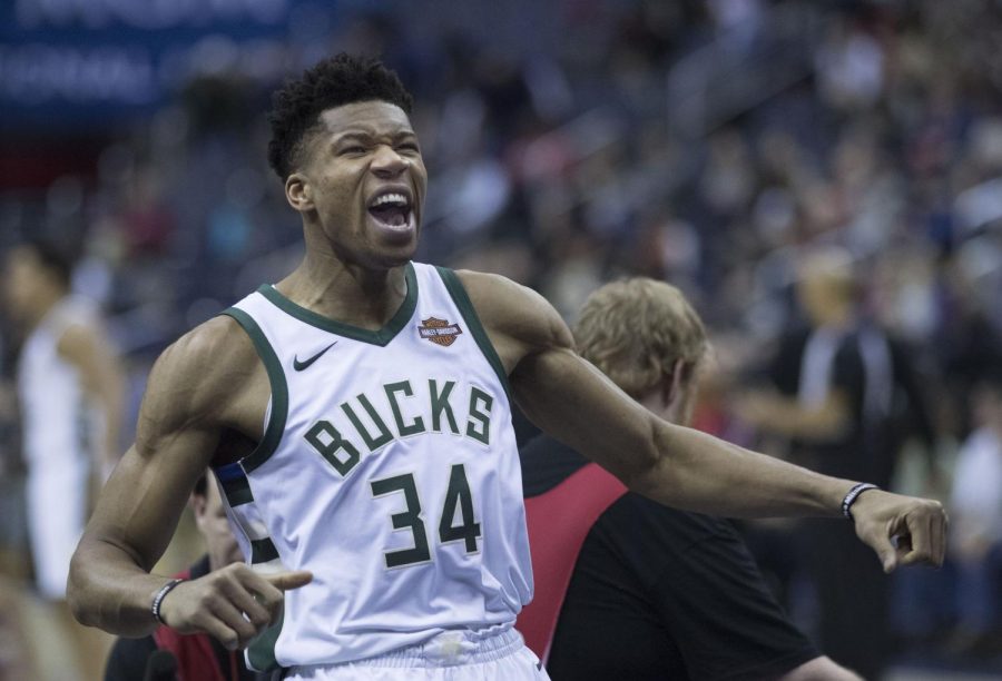 Bucks+forward+Giannis+Antetokounmpo+exciting+the+crowd+after+a+dunk.+The+24+year+old+superstar+looks+to+make+a+run+in+his+4th+playoff+appearance.%0APhoto+courtesy+of+Keith+Allison%3B+Wikia+Commons.