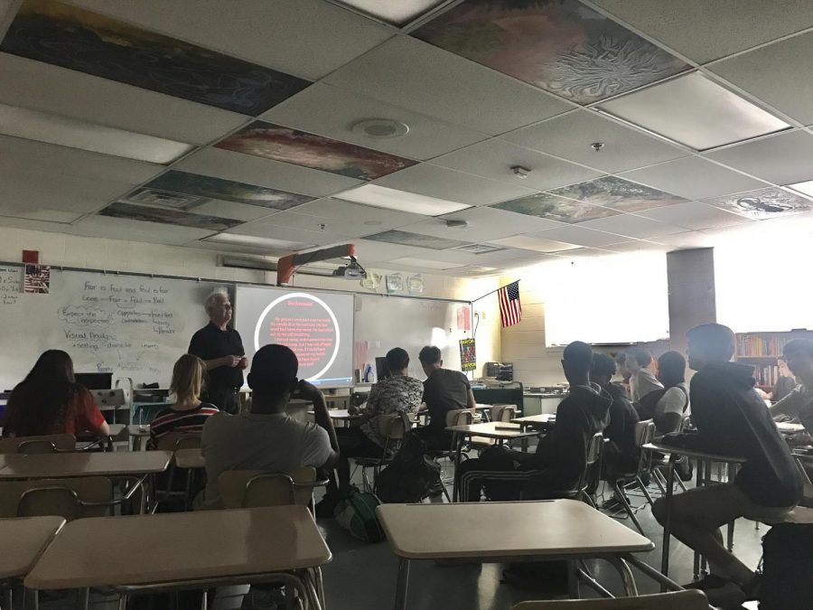 English teacher William Griffiths discusses the movie Schindlers List with his tenth grade students. Sophomores inappropriate actions at the showing of the movie have prompted discussions about ignorance and disrespect.