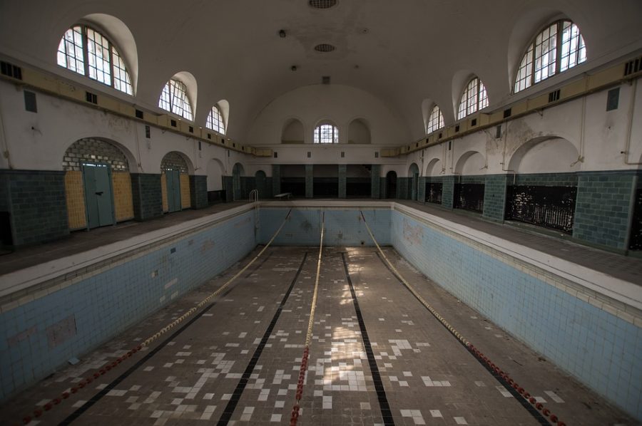 The WJ pool has been emptied for new cleaning. This will be the first time in a long while where the pool has been cleaned. 
