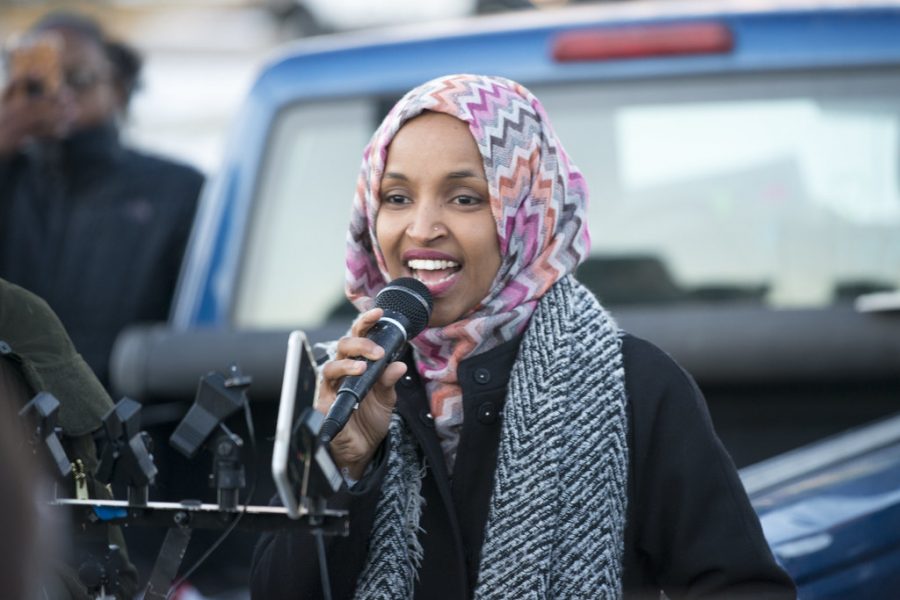 Rep.+Ilhan+Omar+speaks+at+a+protest+in+Minnesota.+Omars+comments+about+9%2F11+at+CAIRs+annual+event+in+California+have+sparked+a+widespread+controversy.