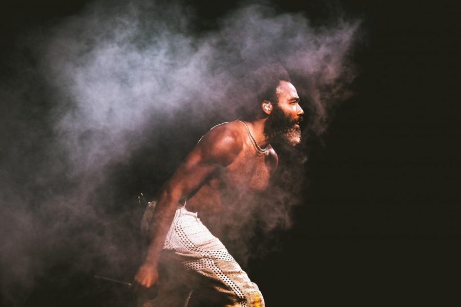 Childish Gambino takes the stage during his headlining performing at Broccoli City. The previous two weekends, Gambino headlined Coachella Music Festival.