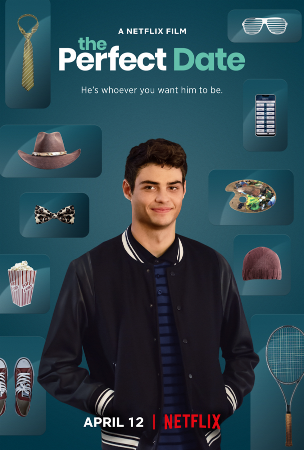 The Netflix original film The Perfect Date movie cover shows star of the film Noah Centineo, who plays the heart throbbing Brooks Rattigan in the movie. He plays several different roles on his multiple different kinds of dates he attends through his dating app, “The Stand-In”, based off of a book.