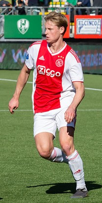 New Barcelona player Frenkie De Jong playing in a match on February 24. He was signed for 75 million Euros in January. 