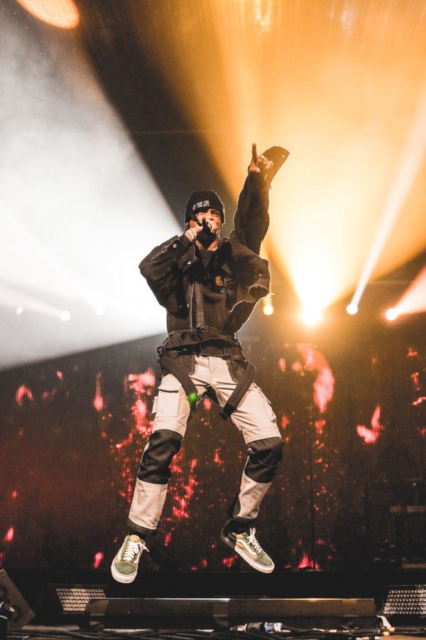 Scott performs at one of his first sold out shows energized and ecstatic. Taken from a concert scene out of Travis Scotts Look Mom I Can Fly.