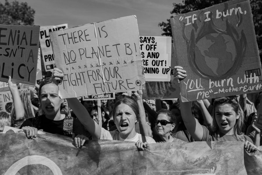 Students display their posters at the D.C. climate strike on September 20. Over 4 million students worldwide skipped school on September 20 to demand action on climate change.