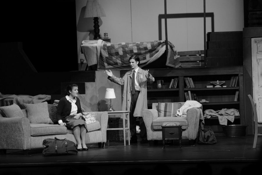 The simplicity of the set design conveys the dreary day to day lives led by Jews during World War two. The bleak setting brings across a feeling of hopelessness similar to that of Anne Franks story.