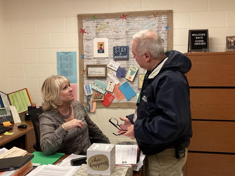 Ninth grade administrator Kimberly Leaman and head of security Pat Rooney discuss student consequences for fighting. 