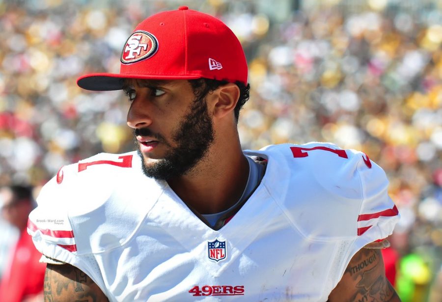 Colin Kaepernick looks on after throwing his third pick of the game in 2016 against the Buffalo Bills.