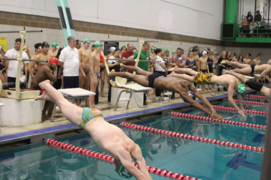 Swim and Dive competes in a scrimmage at Montgomery Blair High School. The team hopes to continue their good form from last year. 